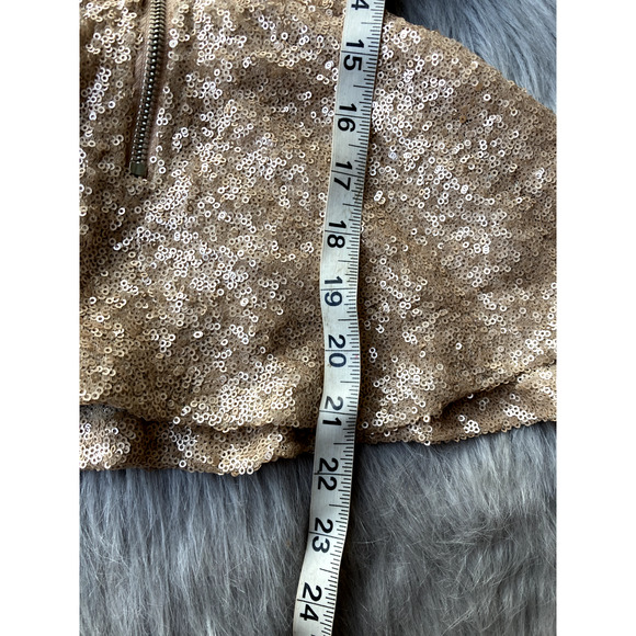 Forever 21 Blouse Sz M Nude Metallic Sequin Top Party Peplum Glitter Glam Cutout - Picture 10 of 10